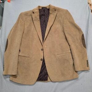 Chaps Mens Corduroy Blazer Tan Elbow Patches Sport Coat 40R Dark Academia Preppy